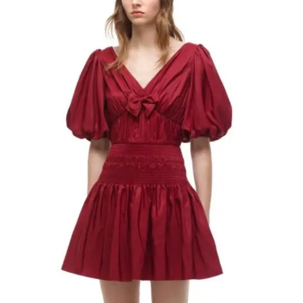 Self-Portrait Oxblood Taffeta Mini Dress Size 10